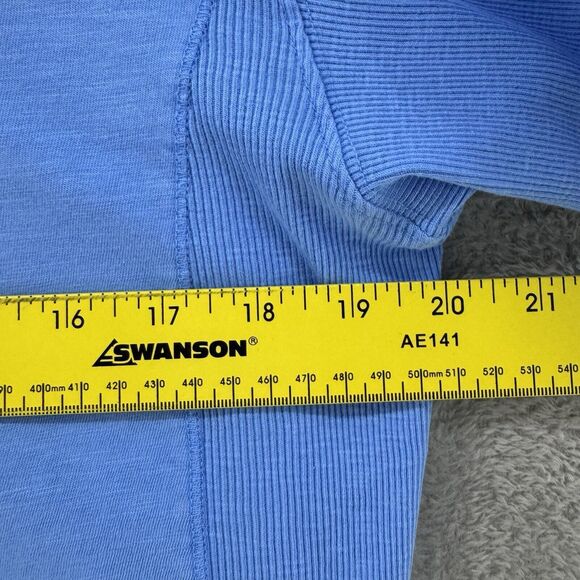 aerie Womens XXS Sweater Blue Crew Neck Pullover Sweatshirt Round Raw Hem Casual - Picture 11 of 11